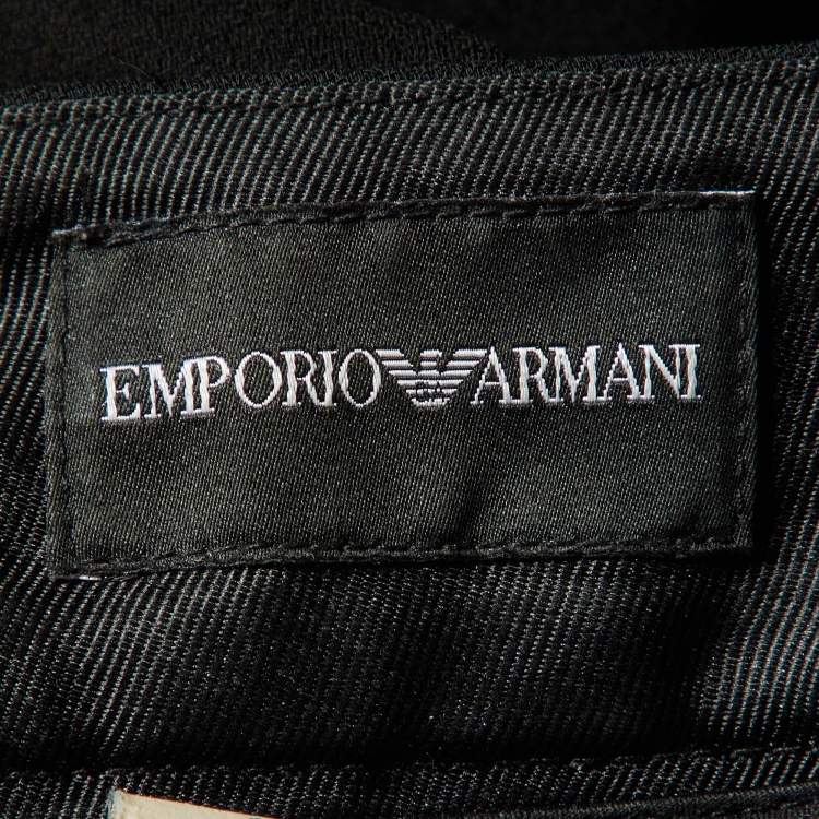Pre Owned Emporio Armani Black Crepe Tapered Pants S
