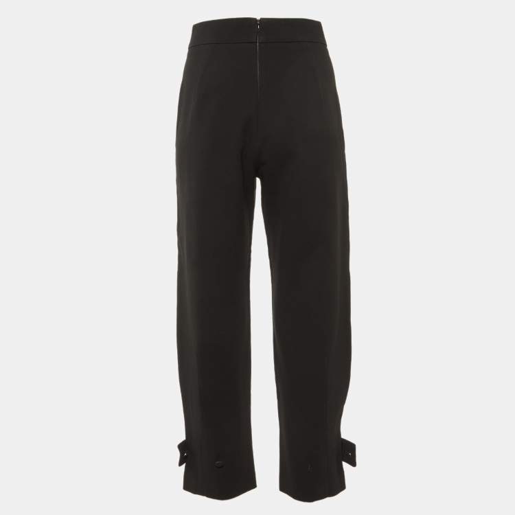 Pre Owned Emporio Armani Black Crepe Tapered Pants S