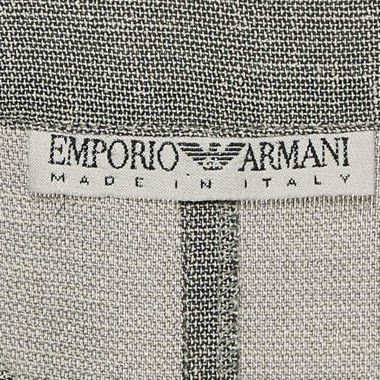 Pre Owned Emporio Armani Grey Synthetic Belted Coat S