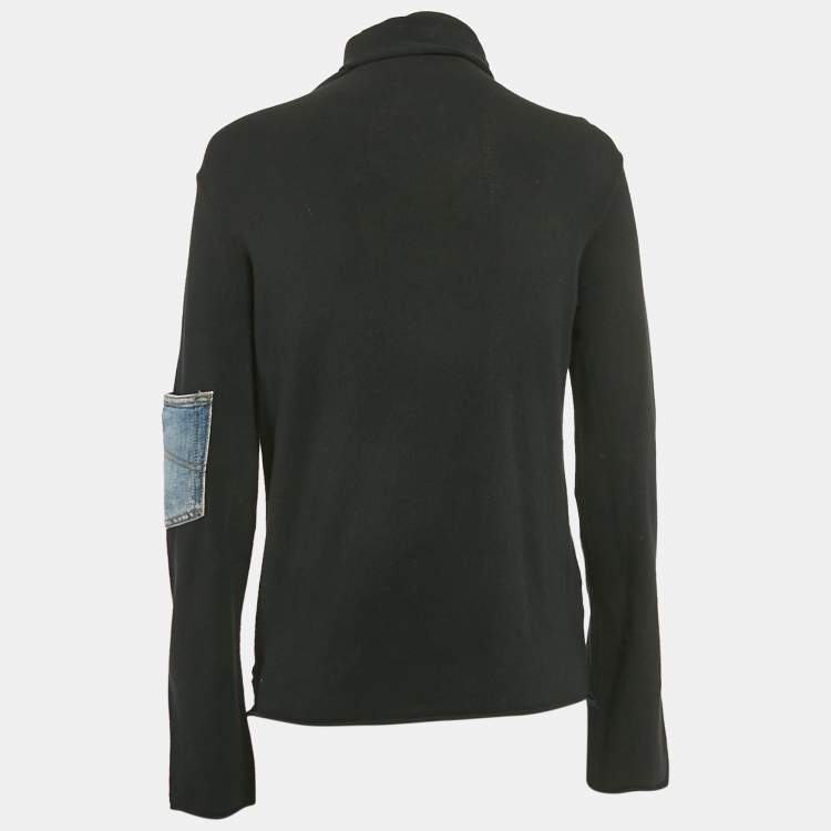 Pre Owned Emporio Armani Black Turtleneck Pocket Detail Long Sleeve Pullover L