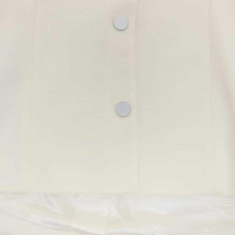 Pre Owned Emporio Armani White Fabric Button Front Top S