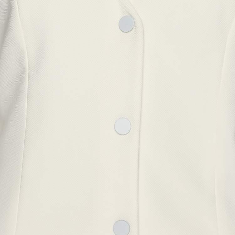Pre Owned Emporio Armani White Fabric Button Front Top S
