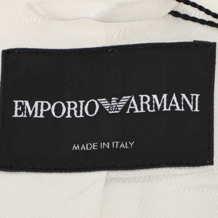 Pre Owned Emporio Armani White Fabric Button Front Top S