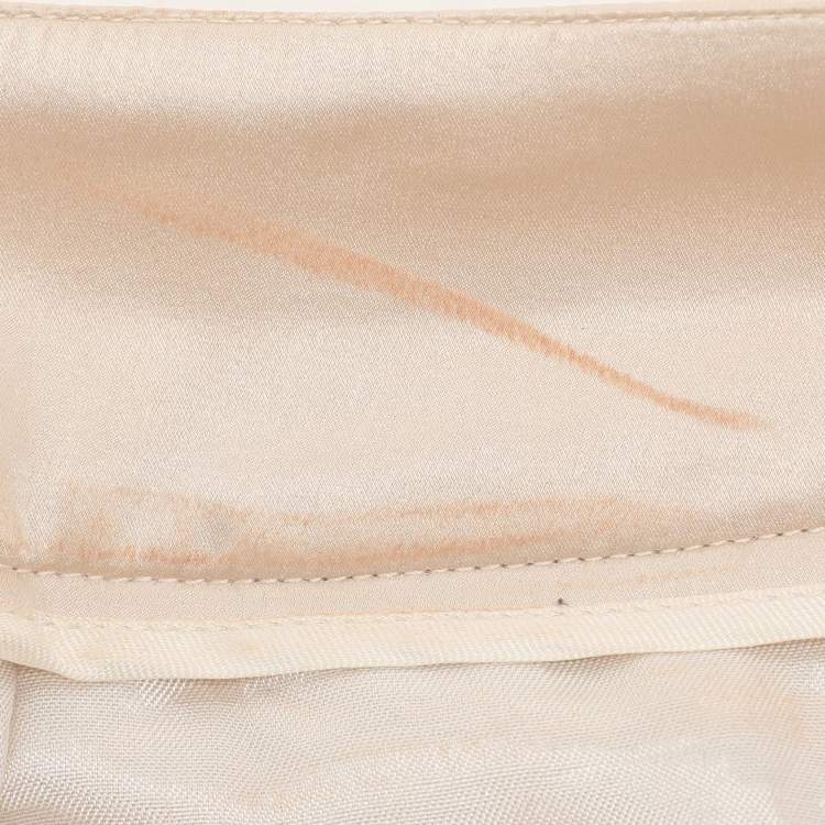 Pre Owned Emporio Armani Beige Rib Knit Midi Skirt M