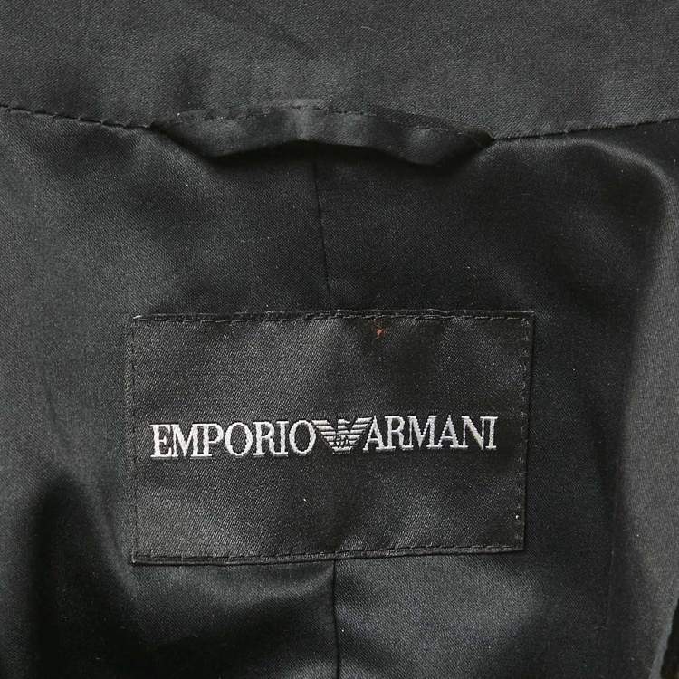 Pre Owned Emporio Armani Black Circle Ciselé Velvet Zip Front Top XS