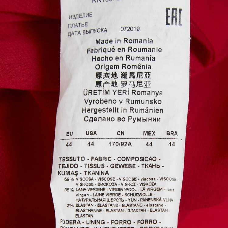 Pre Owned Emporio Armani Red Wool Blend Sleeveless Short Dress M