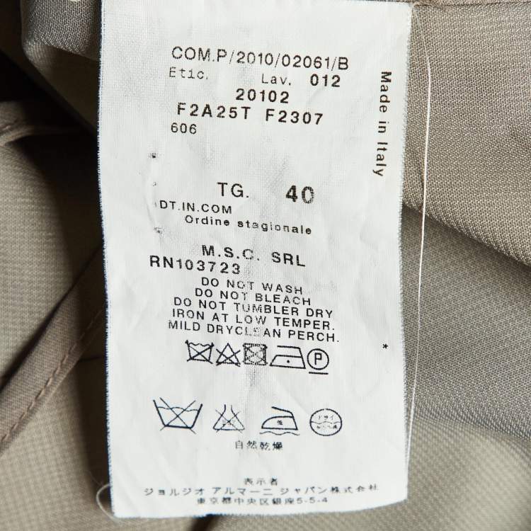 Pre Owned Emporio Armani Grey Silk Floral Applique Detail Maxi Dress S