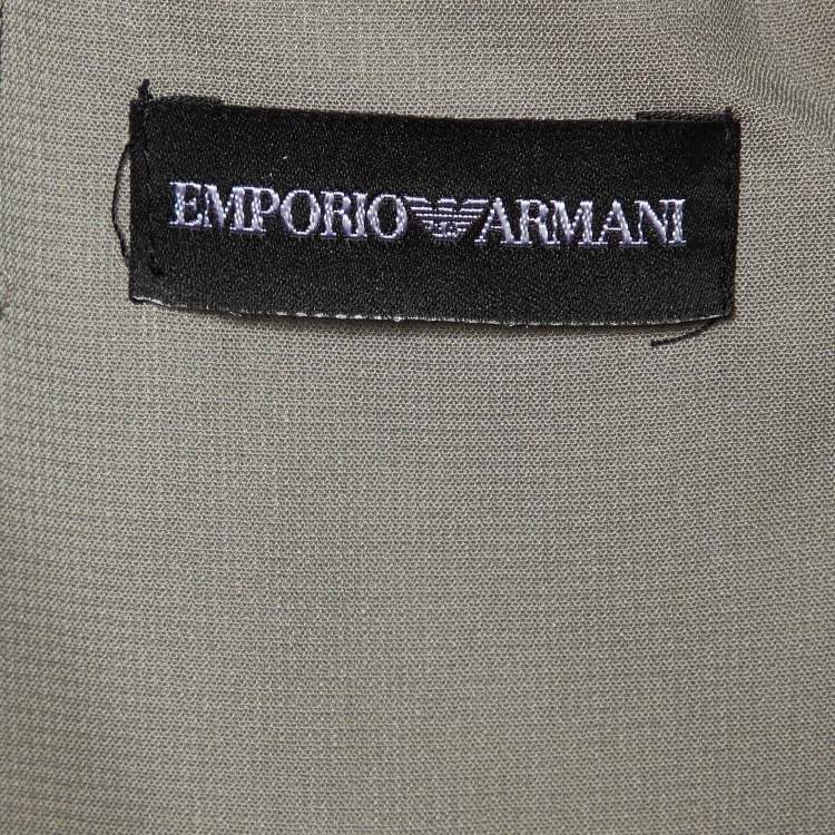 Pre Owned Emporio Armani Grey Silk Floral Applique Detail Maxi Dress S