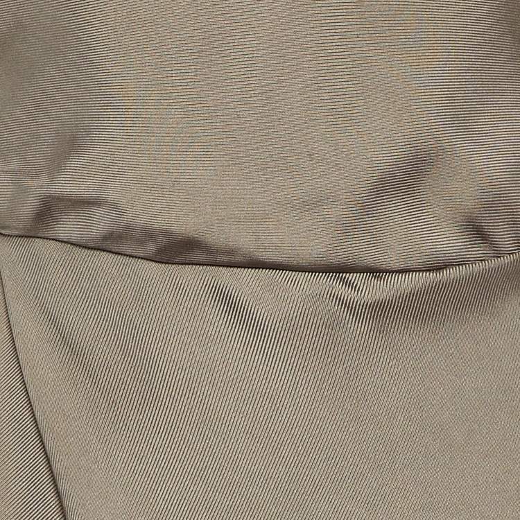 Pre Owned Emporio Armani Grey Silk Floral Applique Detail Maxi Dress S