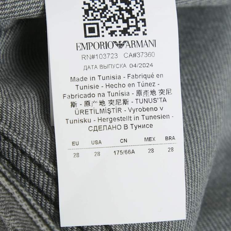 Pre Owned Emporio Armani Grey Washed Denim Wide Leg Jeans Waist 28"