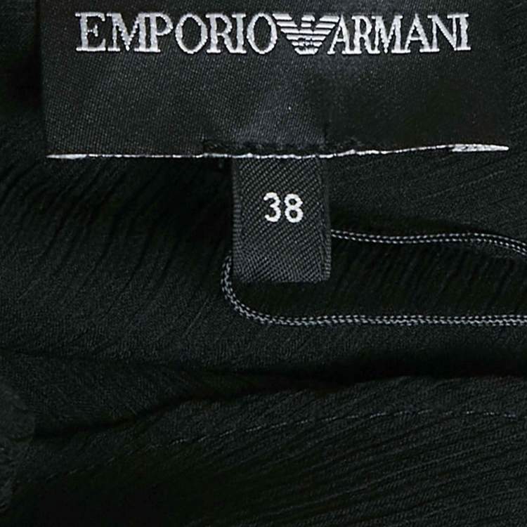 Pre Owned Emporio Armani Black Sheer Crepe Sleeveless Top M