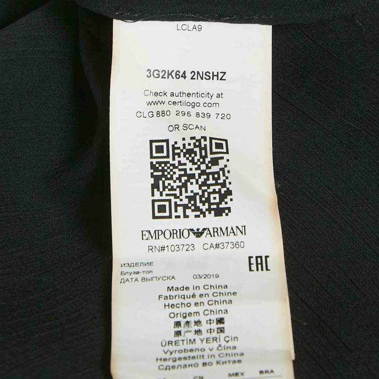 Pre Owned Emporio Armani Black Sheer Crepe Sleeveless Top M