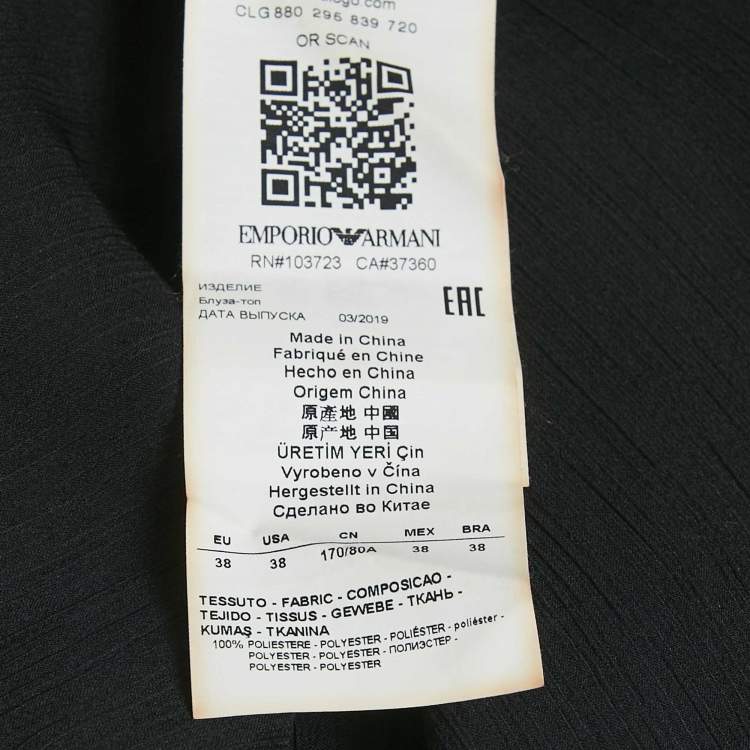 Pre Owned Emporio Armani Black Sheer Crepe Sleeveless Top M
