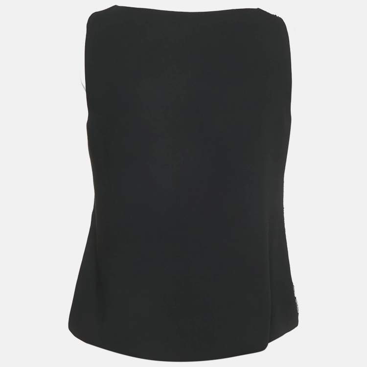 Pre Owned Emporio Armani Black Sequin Silk Tank Top M