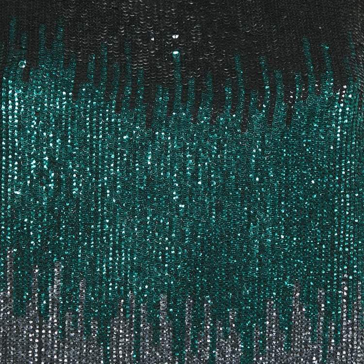 Pre Owned Emporio Armani Black Sequin Silk Tank Top M
