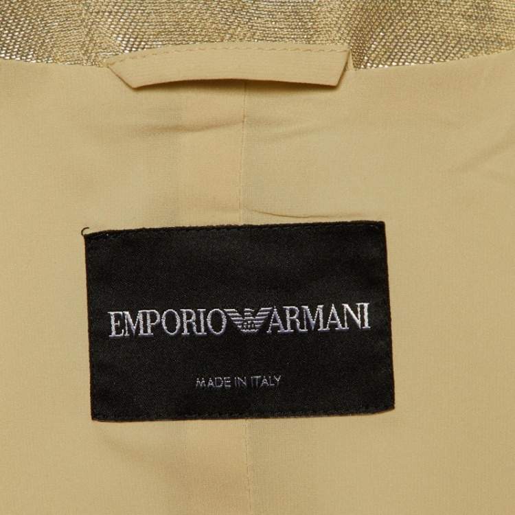 Pre Owned Emporio Armani Metallic Gold Lurex Cotton Peplum Vest S