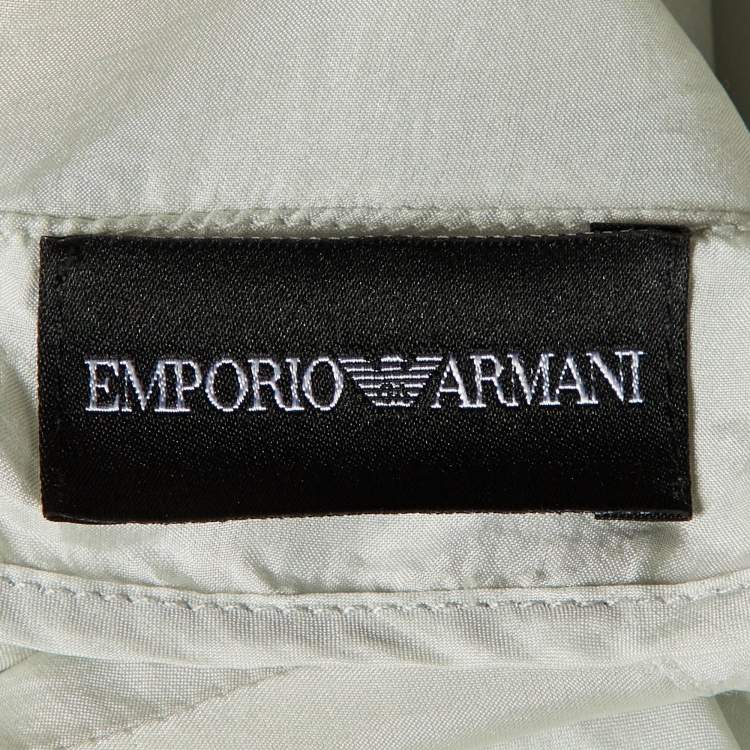 Pre Owned Emporio Armani Pale Grey Silk Button Front Blouse M