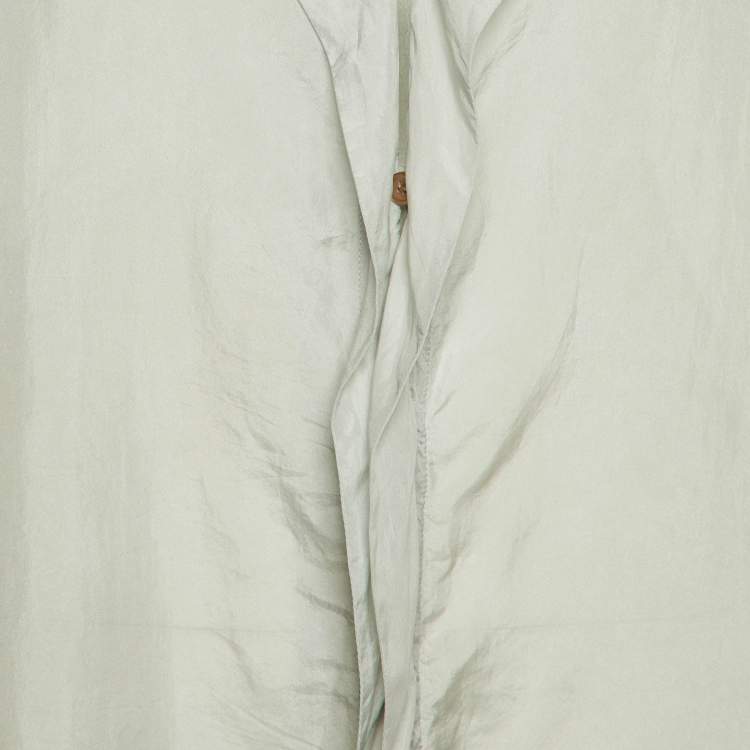 Pre Owned Emporio Armani Pale Grey Silk Button Front Blouse M