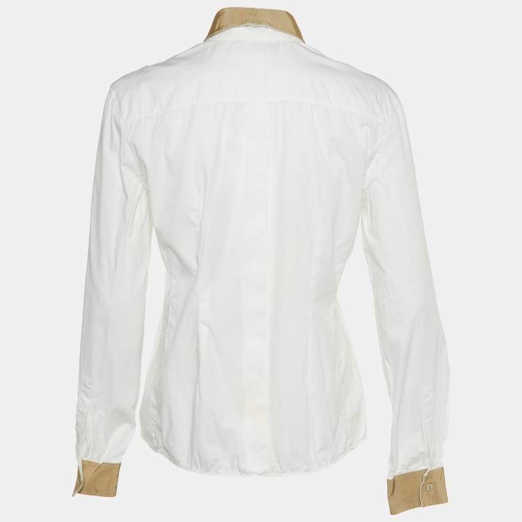 Pre Owned Emporio Armani White Cotton Button Front Shirt M 