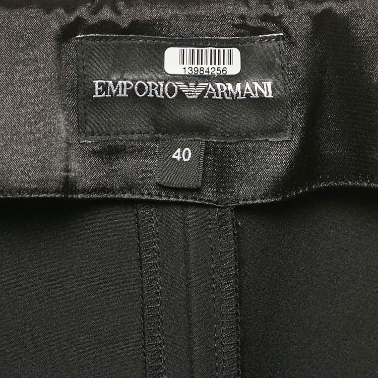 Pre Owned Emporio Armani Black Crepe Pencil Skirt S