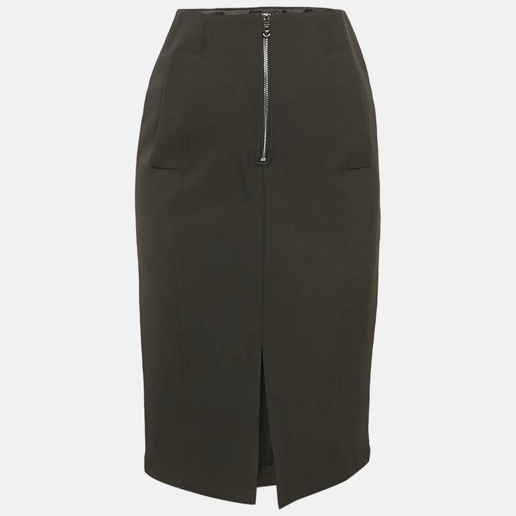 Pre Owned Emporio Armani Black Crepe Pencil Skirt S