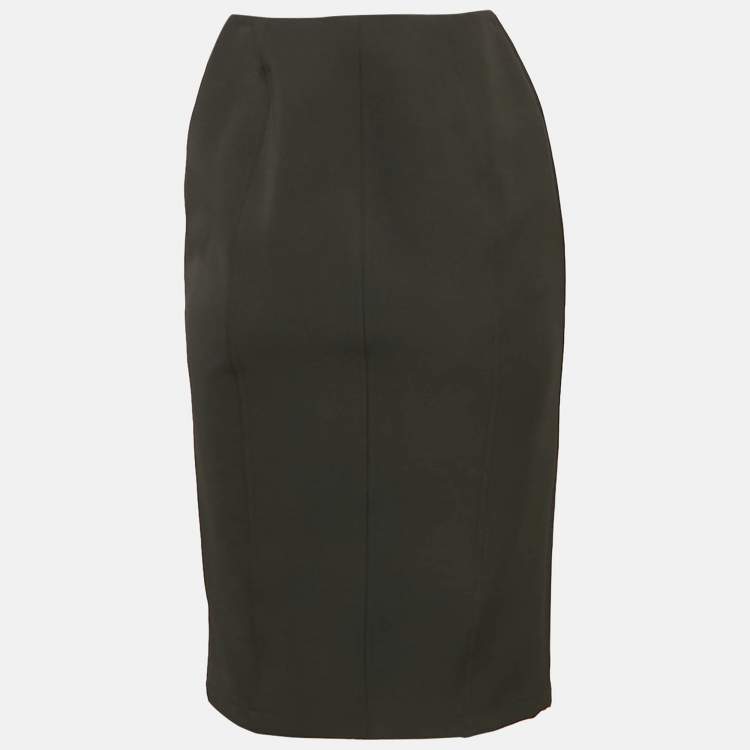Pre Owned Emporio Armani Black Crepe Pencil Skirt S