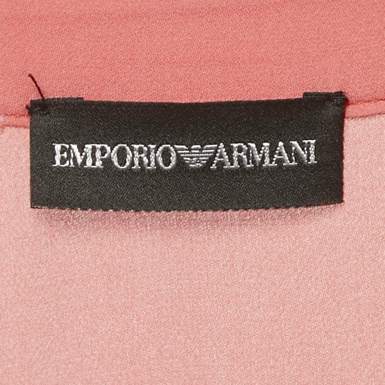 Pre Owned Emporio Armani Pink Chiffon Raw Edge Trim Top L