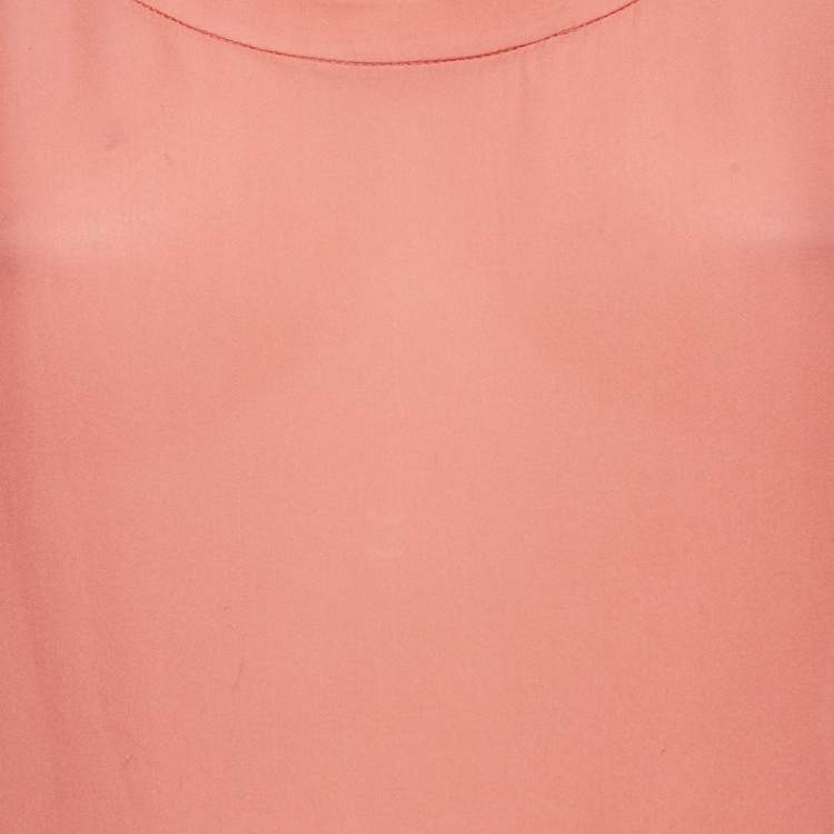 Pre Owned Emporio Armani Pink Chiffon Raw Edge Trim Top L
