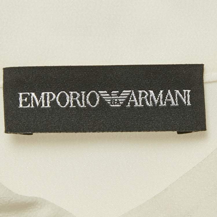 Pre Owned Emporio Armani Cream Silk Buttoned Shirt Blouse L