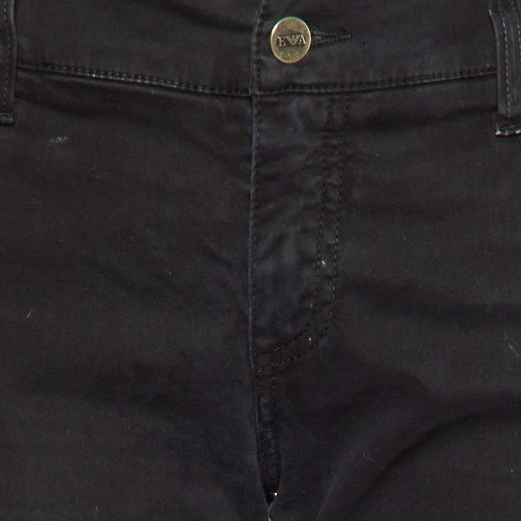 Pre Owned Emporio Armani Black Cotton Slim Fit Jeans M/Waist 34"