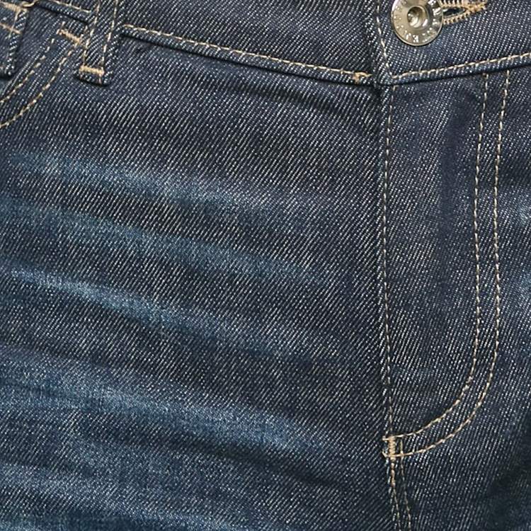 Pre Owned Emporio Armani Blue Washed Denim Side Band Detail Jeans Waist 28"