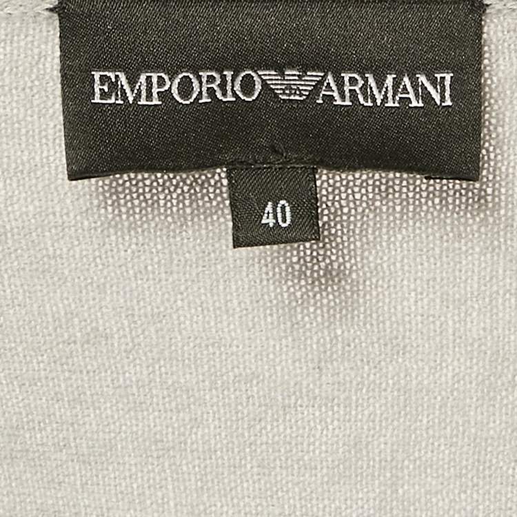 Pre Owned Emporio Armani Grey Wool Knit Embellished Top S