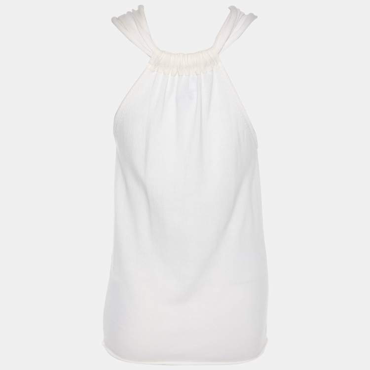 Pre Owned Emporio Armani Cream Cotton Knit Top M