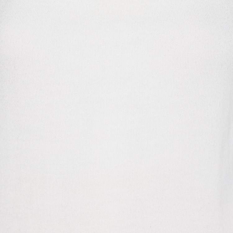 Pre Owned Emporio Armani Cream Cotton Knit Top M