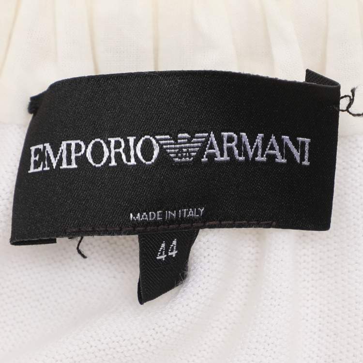Pre Owned Emporio Armani Cream Cotton Knit Top M