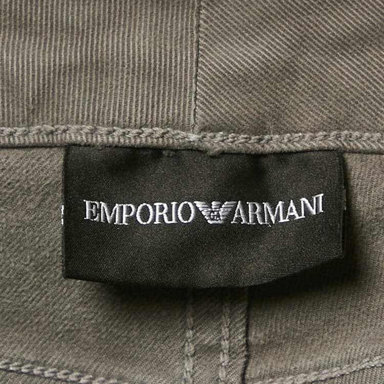 مملوكة مسبقًا Emporio Armani Grey Cotton Drill Skinny Jeans L Waist 31"