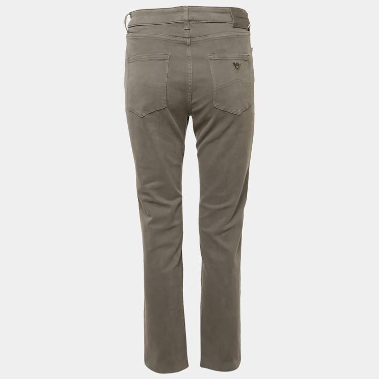 مملوكة مسبقًا Emporio Armani Grey Cotton Drill Skinny Jeans L Waist 31"
