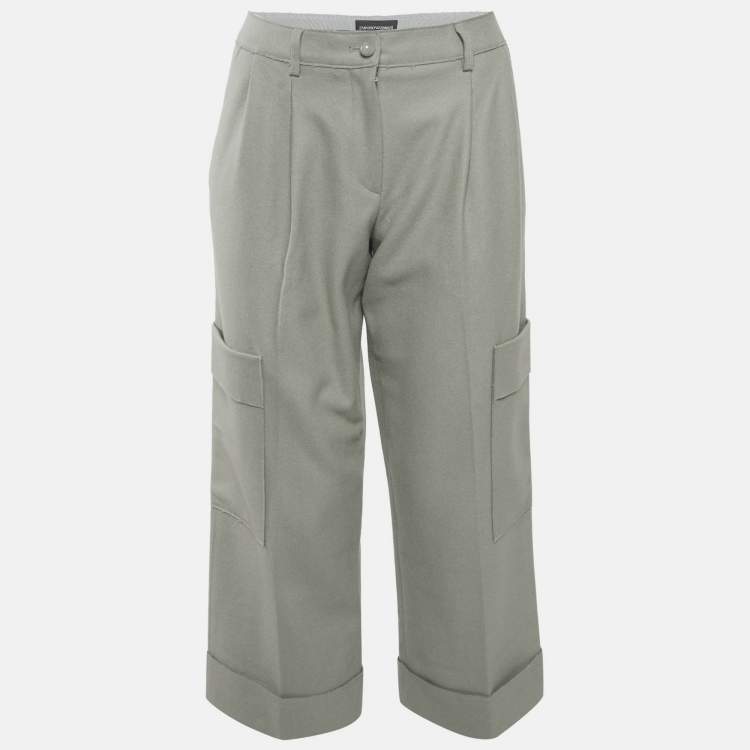Pre Owned Emporio Armani Green Felt Cargo Pants M