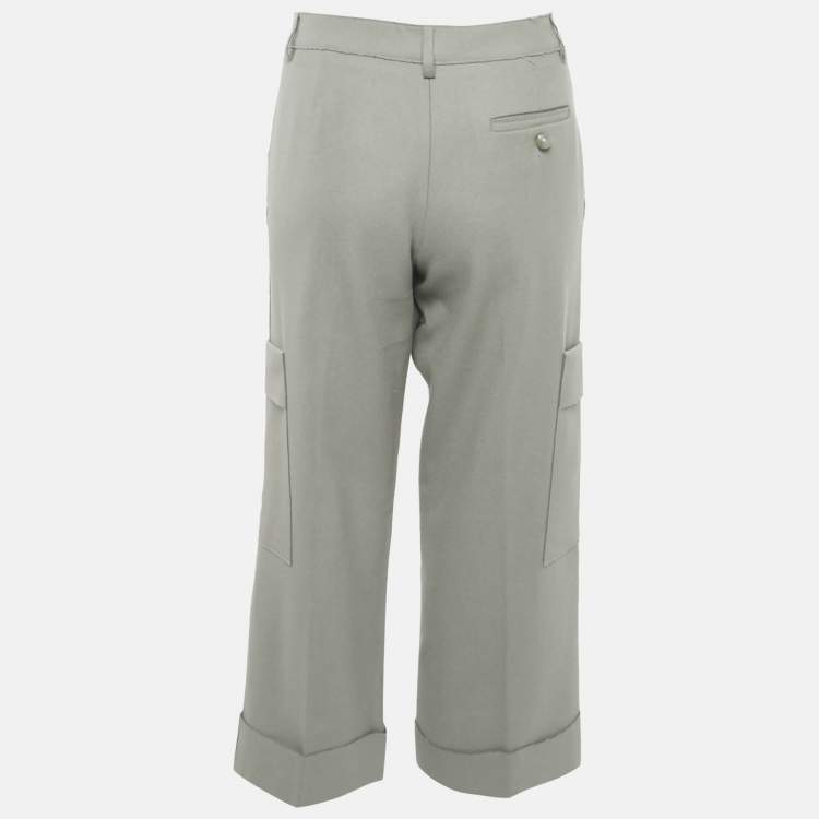 Pre Owned Emporio Armani Green Felt Cargo Pants M