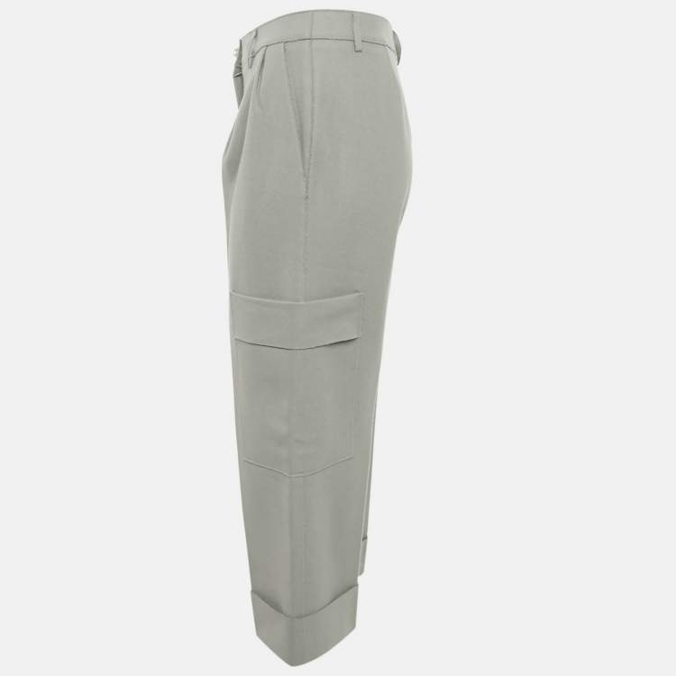 Pre Owned Emporio Armani Green Felt Cargo Pants M
