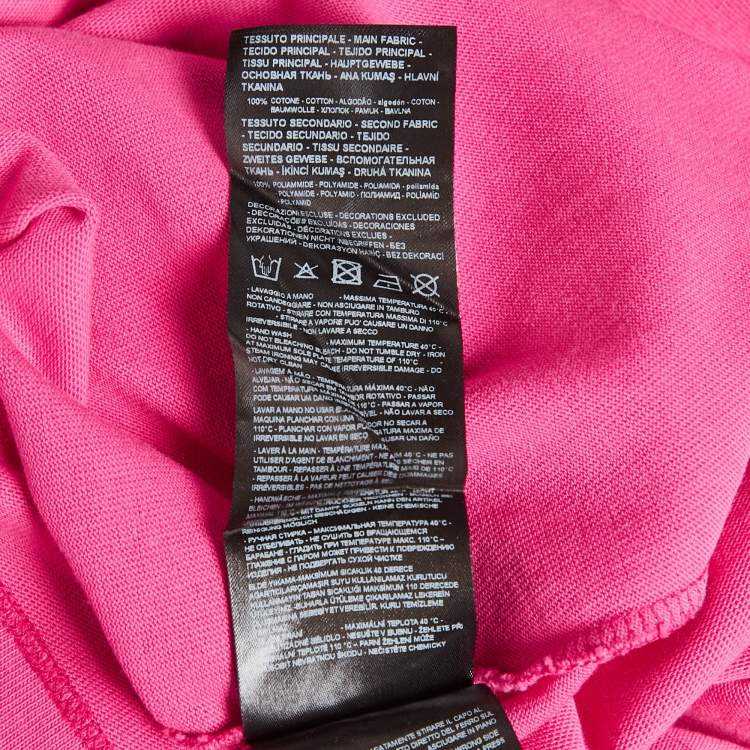 Pre Owned Emporio Armani Pink Mesh Pocket Detail Cotton T-Shirt M