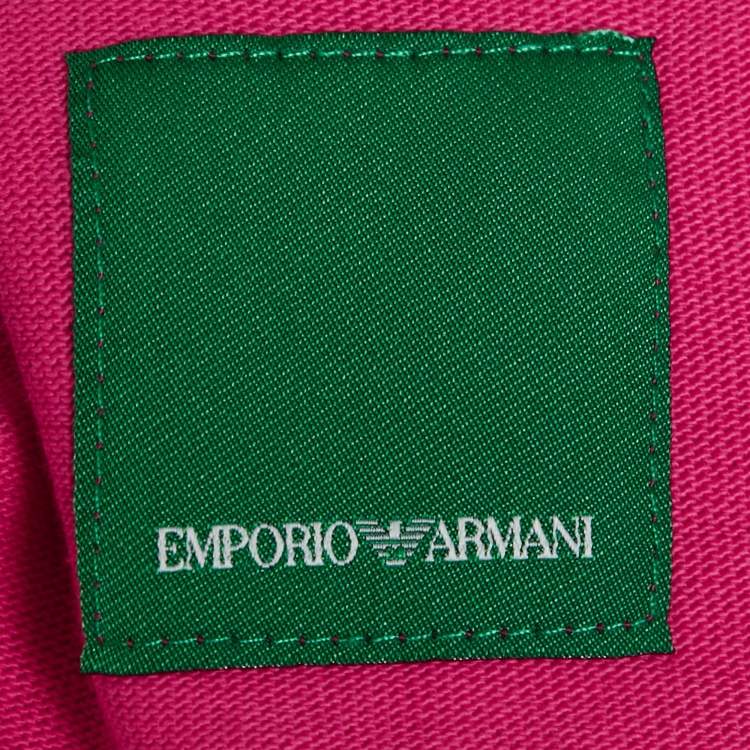 Pre Owned Emporio Armani Pink Mesh Pocket Detail Cotton T-Shirt M