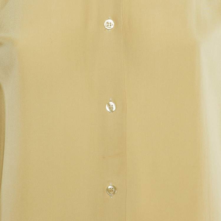 Pre Owned Emporio Armani Beige Silk Button Front Shirt M