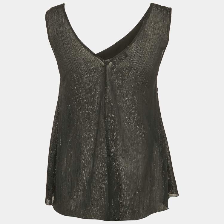 Pre Owned Emporio Armani Black Lurex Tank Top M