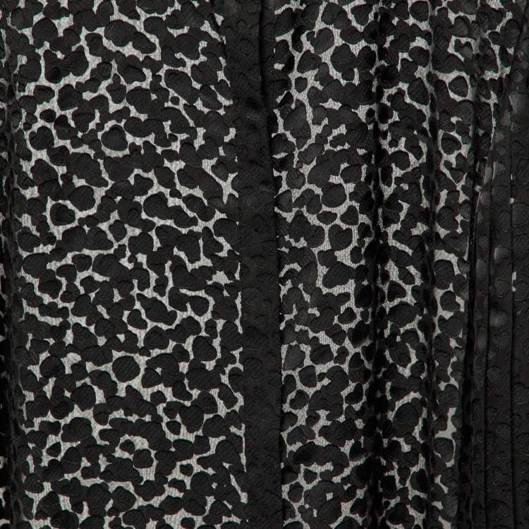 Pre Owned Emporio Armani Black Devore Pleated Sleeve Top XL