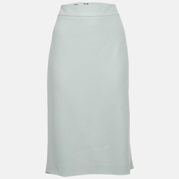 Pre Owned Emporio Armani Pale Blue Crepe Pencil Skirt L
