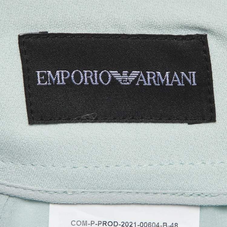 Pre Owned Emporio Armani Pale Blue Crepe Pencil Skirt L