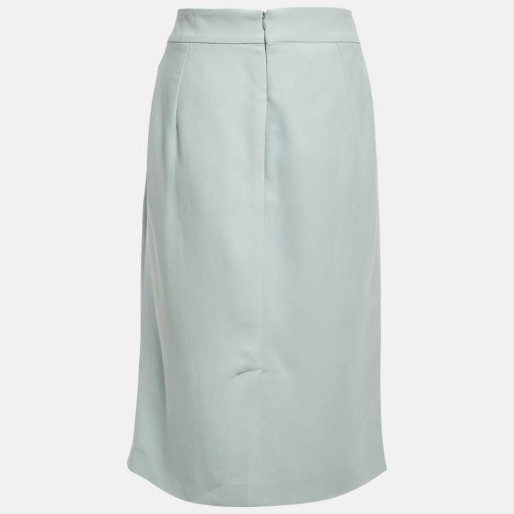 Pre Owned Emporio Armani Pale Blue Crepe Pencil Skirt L