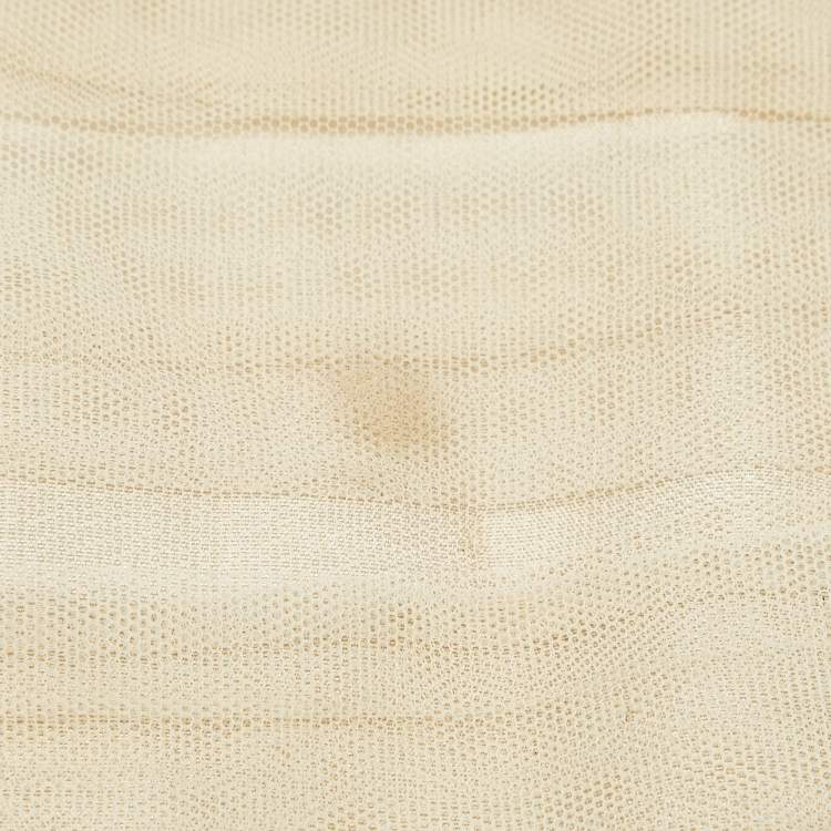 Pre Owned Emporio Armani Beige Tulle Pleated Bandeau Top S