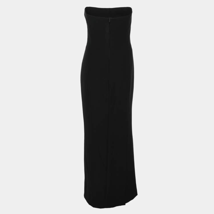 Pre Owned Emporio Armani Black Creep Strapless Maxi Dress S